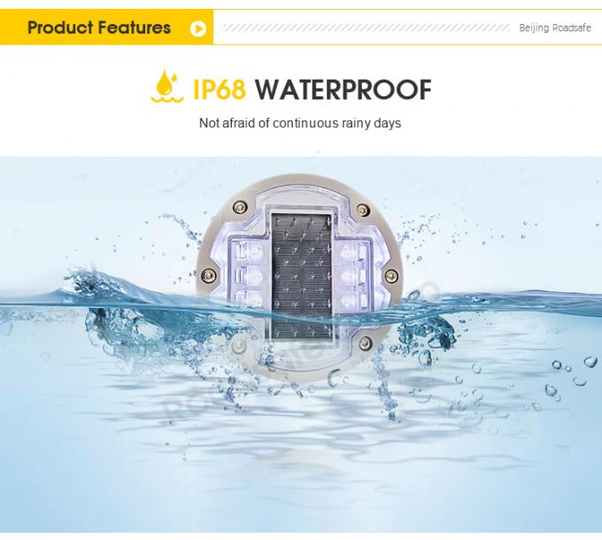 Aluminium-Runde-Blitz-LED eingebettete Katzen-Auge drahtlose Untergrund-Auffahrt Markierung Licht Solar Road Stud 2